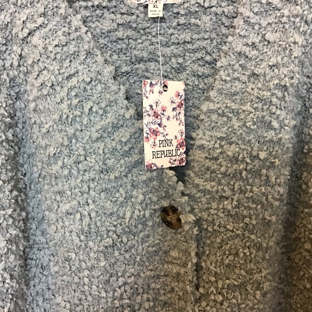 Pink Republic: Sage Green Sweater Cardigan - Picture 3 of 6